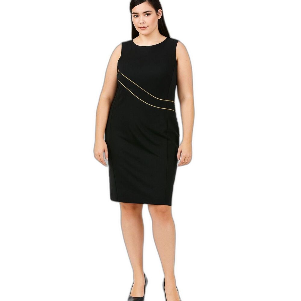 Marc New York Dress Size 8 zipper detailed sheath BLACK Preppy Career Office